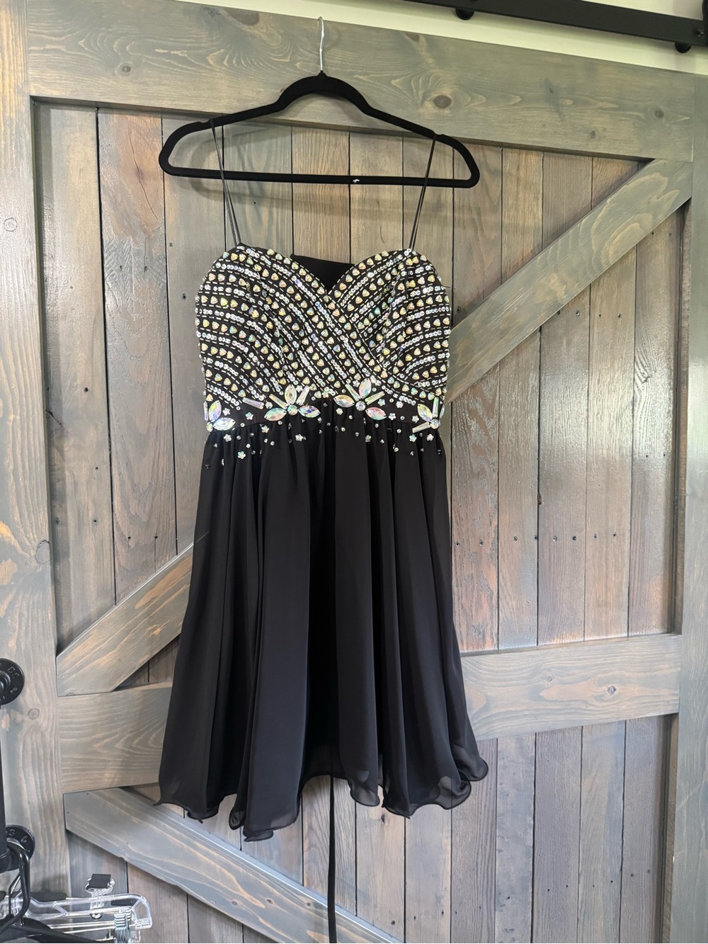 Narianna Black Dress with Iridescent Bead Embellishments